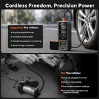160PSI Tire Inflator Portable Air Compressor, 6000mAh Portable Tire Inflator for Car Portable Air Pump with Tire Gauge Pressure & LED Light Air Pump for Car Tires Cordless Bike Pump for Car