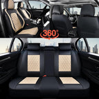 Coverado Universal Car Seat Covers Full Set, Durable Waterproof Faux Leather Front & Rear Seat Protectors, Classic Easy-Clean Interior for Most Vehicles – BlackBeige