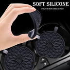 2 Pack Silicone Car Cup Holder Coaster – 2.75 Inch Non-Slip Drink Mat, Universal Fit for Most Vehicles – Cute & Functional Auto Accessories (Black)