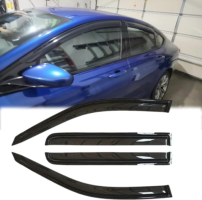 Sunproof Rainproof Side Window Wind Deflector Window Visor fit for 2015-2017 Chrysler 200, 4pcs Protective Replacements Rain Guards Set 94997