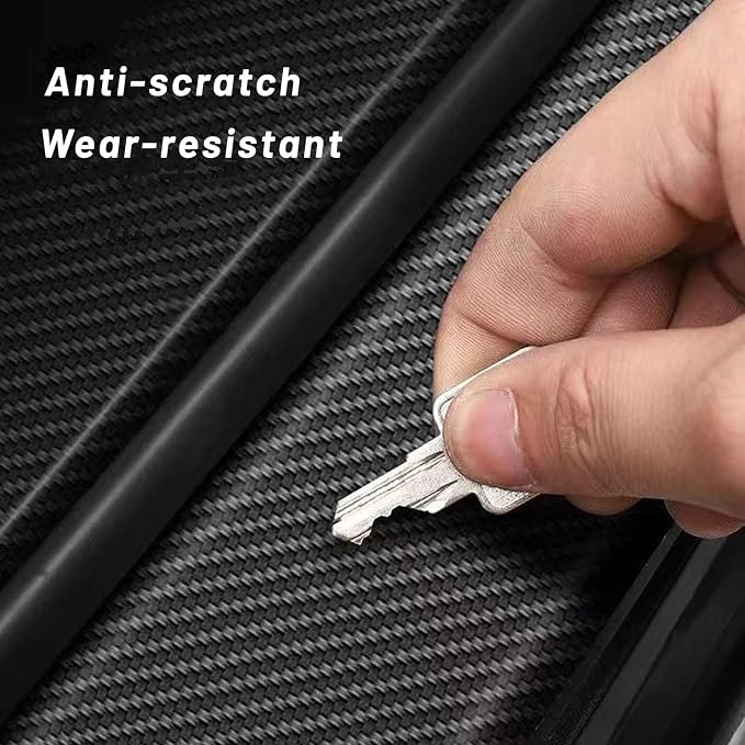 Car Door Sill Protector,4D Carbon Fiber Anti-Scratch Cover Strips,Universal Scuff Protective Door Threshold Guard Vinyl Sticker for Car Truck SUV(4PCS)