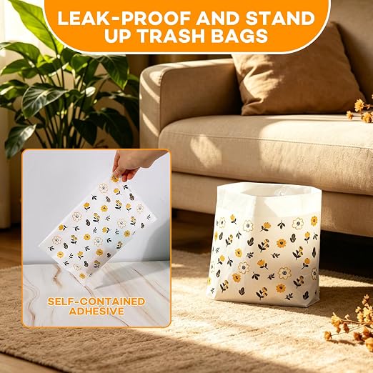 120 Pcs Disposable Car Trash Bags, Seal Disposable Car Garbage Bin Bags, Stick On Car Trash Bin for SUV Truck, RV Travel, Camping, Bedroom, Study Room, Office