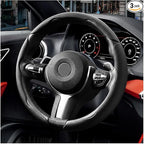 3PCS/Set Car Steering Wheel Cover, Leather Segmented Anti-Slip Automotive Wheel Protector, Soft Breathable Vehicle Steering Protection Covers, Universal Interior Accessories (Black)