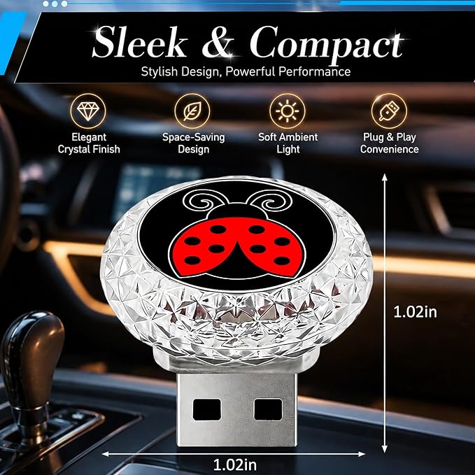 2 Pcs Owl USB LED Car Portable Interior Multi-Color Atmosphere Lamp | Portable Mini LED Night Light Auto Ambient Lighting, Universal Vehicle Bedroom Decor Car Accessories Owl Gifts for Women Men
