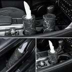 Tissue Holder, 4 Pack Car Cup Holder Facial Tissues with Travel Tissue Bag, Quick and Convenient Flower Combination Car Tissue Box(4 Canisters/200 Tissues) Black