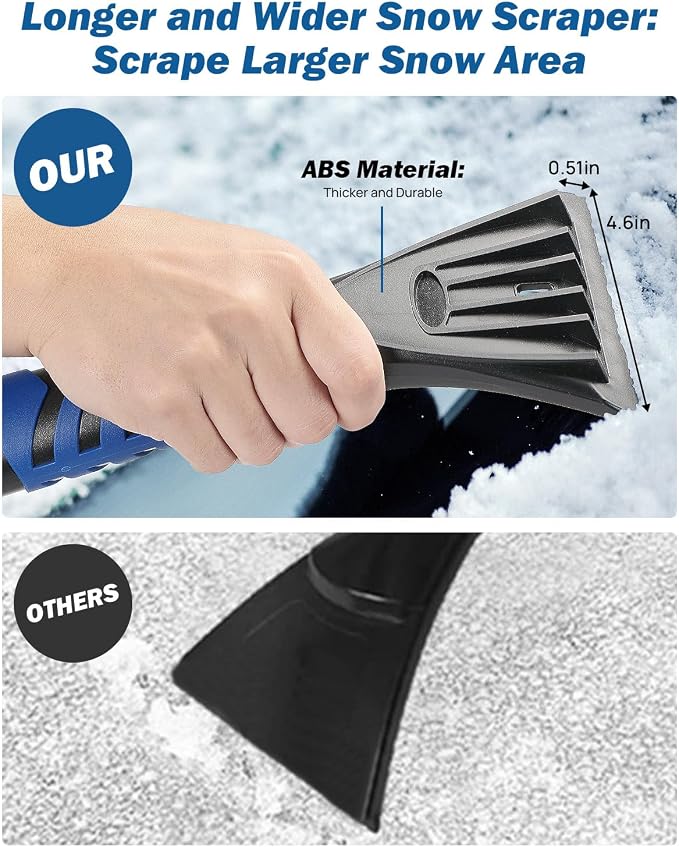 41.5″ Extendable Snow Brush and Ice Scraper, 270°Pivoting Snow Scraper Brush for Car Windshield, Telescoping Ice Scraper, Foam Grip, Heavy Duty Snow Remover for Cars, Trucks, SUV (Blue)