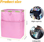 Car Trash Bag, Leak-Proof Large Capacity 3.4 Gallons Hanging Vehicle Trash Bin with Storage Pocket, Multipurpose Portable Auto Garbage Bag for Travel, Universal Fit (Pink)
