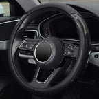 Carbon Fiber Steering Wheel Cover, Universal 15 inch, Anti-Slip, Odorless,Black