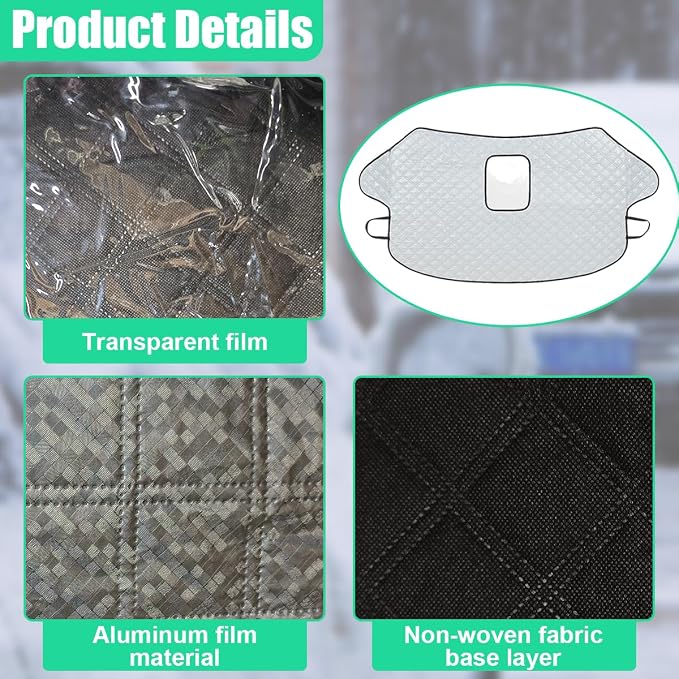 Car Windshield Cover for Ice and Snow, 72.83"×38.58" Weatherproof Car Window Protector with Elastic Straps, Universal Automotive Frost Guard Accessories for Cars/SUVs/Trucks (Silver)