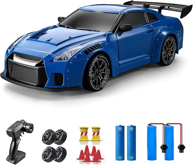 RC Drift Car, 1:24 Remote Control Car for Kids, 20KM/H 4WD High Speed RC Cars with Lights, Extra Racing Tires, Vehicle for Adults Boys Girls