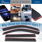 Set of 4 Front+Rear Smoke Sun/Rain Guard Outside Mount Tape-On Acrylic Window Visors Compatible with 03-08 Pilot