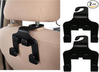 Car Headrest Hook | 360° Rotation Seat Back Hanger for Bags, Purses & Groceries | Durable ABS Plastic Car Organizer (Pack of 2 - Black)