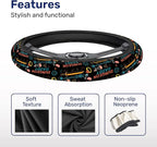 Dungeon Daddy Steering Wheel Cover, Non Slip Polyester Car Wheel Protector for Car SUV Truck, Universal 15 Inch