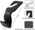 Headrest Hooks for Purses and Bags, Car Back Seat Headrest Hanger Vehicle Beige Leather Storage Hook, Pack of 4