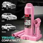 3 tons / 6000 lbs Lifting Automotive Welded Hydraulic Bottle Jack for Car SUV Pickup Truck, Auto Repair, with Manual Handle & Carrying Storage Case, Pink