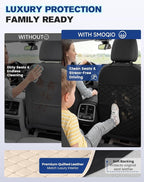 Seat Back Protectors for Kids, Car Kick Mats for Front Seats (Beige) | With Large Pocket Organizer, Waterproof, Protects Against Dirt, Scuffs & Scratches, Fits Most Vehicles, 2PCS