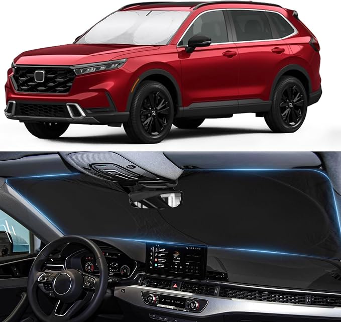 for 2026 CRV Windshield Sun Shade Sunshade Foldable Custom Fit 2023 2024 2025 Honda CR-V Accessories Windshield Cover Front Window Shield Blocks UV Rays and Heat Car Interior Protector