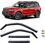 in-Channel Rain Guards for 2021-2026 Ford Bronco Sport, Window Visor Shields Vent Deflector Shade Wind Dark Smoke 2022 2023 2024 2025 21 22 23 24 25 26, Tape-On Outside-Mount, 4PCS