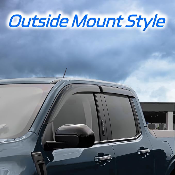 Rain Guard Fit for 2010-2017 GMC Terrain, Outside-Mount Side Window Visor Deflector, Dark Smoke Sun Vent Shade Shield, 2010 2011 2012 2013 2014 2015 2016 2017, 4pcs