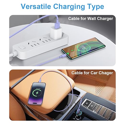 10FT Car Carplay Cable for iPhone 17 16 15 Cable USB to USB C Cable[Apple MFi Certified] USB C Carplay Cord,iPhone 17 Charger Cord,iPhone 16 Car Charger,USB to Type C Cable Car Charging Cable(Purple