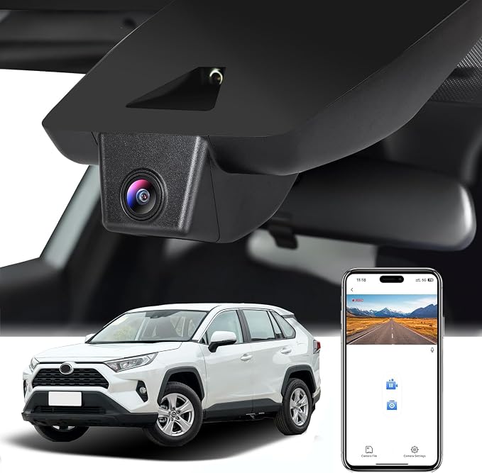 4K Dash Cam Compatible with Toyota RAV4 2019-2021, Prime 2021-2024,LE Limited Premium XLE TRD Hybrid Model A,No Vent Hole,OEM Size,UHD 2160P,Loop Record,G Sensor,WiFi & APP,64GB Card