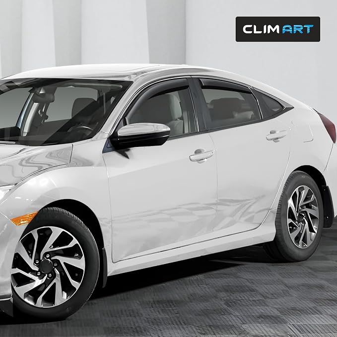 in-Channel Incredibly Durable Rain Guards for Honda Civic 2016-2021 Sedan, Original Window Deflectors, Vent Window Visors, Vent Deflector, 4 pcs. - 616071