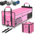 Bold Color Block Trunk Organizer | 95L, 35"x13.8"x11.8" | Dedicated Shoe Storage & 26L Ice Pack | Foldable for SUV/Car/Jeep | Stylish Gift & Car Accessories for Men & Women - Pink-X212
