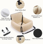 Dog Car Seat for Small/Medium Dogs up to 25 lbs, Multi-Functional Dog Carrier for Car with Detachable Washable Cover, Pet Travel Bed with Clip-On Safety Leash, Brown