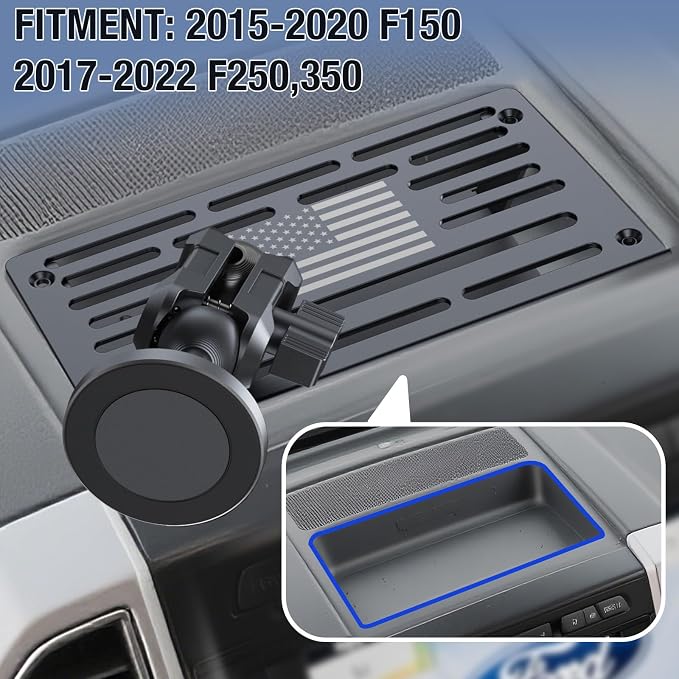 Metal Phone Mount for 2015-2020 Ford F150 & 2017-2022 F250/350 Shakeproof Dash Mount Holder Cool Ford Accessory