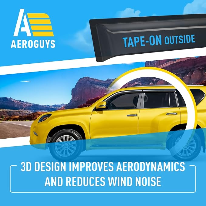 Extra Durable Window Deflectors Tape-On Window Visors Rain Guards Fit for GX 2010-2023, Sun Visors, Wind Vent for Shades, Exterior Car Accessories - 4 pcs. AG0928