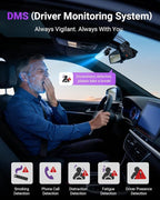 S1 Pro DMS AI Dash Cam Front and Inside, ADAS, DMS, 2.7K 2 Channel Dash Camera, STARVIS 2 Dashcam, HDR Night Vision, 5G WiF i& GPS, APP/Voice Control, 24/7 Parking Mode, 1TB Max