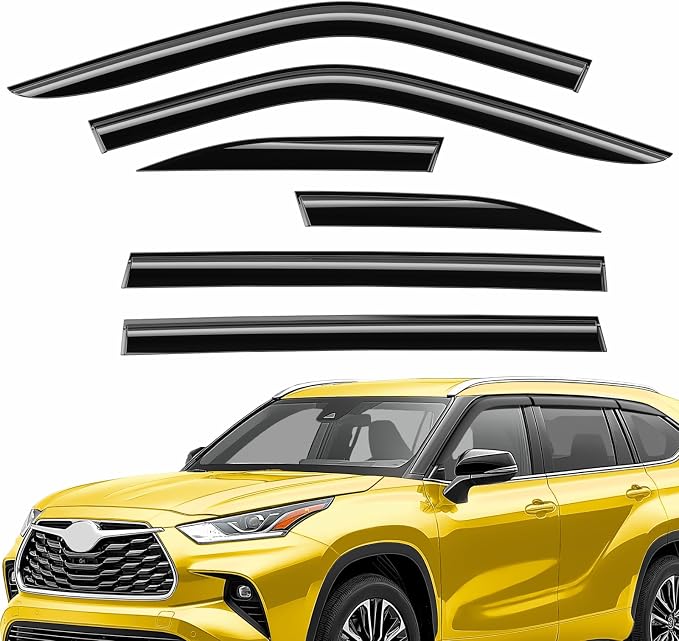 Extra Durable Window Deflectors Tape-On Window Visors Rain Guards Fit for Toyota Highlander 2020-2026, Sun Visors, Wind Vent for Shades, Exterior Car Accessories - 6pcs. AG0739