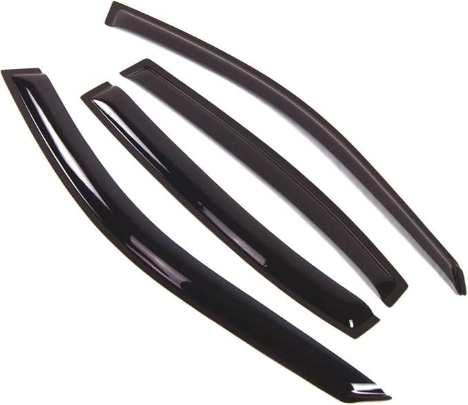 WD2-044 Dark Smoke 4 Pcs Set Window Visor (Outside Mount) Deflector Rain Guard Compatible with 1997-2003 Chevrolet Malibu