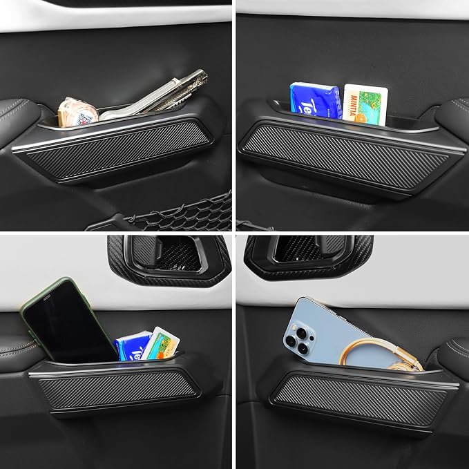 Door Handle Storage Organizer Compatible with 2021-2026 Ford Bronco, Front and Rear Door Grab Handle Pockets Box Insert Tray Interior Accessories
