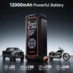 Cordless Tire Inflator Portable Air Compressor, 3X Fast Inflation,12000mAh Battery, Air Pump for Car Tires, Pickups, SUVs, Electric Pump with Digital Pressure Gauge/Auto Shuttoff, Gift Ideas
