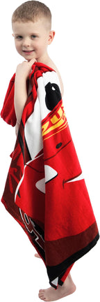 Cars Boys Towel, Lightning McQueen Swimming Towels for Kids, Wearable Bath Towels, Wrap Beach Towel, Red One Size