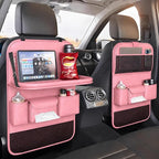 Car Seat Organizers,Multi-functional Back Seat Protectors, Storage Pouches, and Tray Holders (for Cars, Kids, Seat Back and Rear Seats)（Pink 1 Pcs）