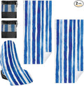 2 Pack Car Towel Seat Covers with Storage Bag, Multifunctional Towel for Gym Outdoor Sport, Picnic, Beach, Pet Dog Travel,Non-Slip Washable Car Seat Protector (Blue White Stripes)