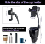 JINKEY Cup Holder Phone Mount, 360°Rotation Gooseneck Car Cup Holder Expander with Cell Phone Holder with Adjustable Base Phone Cup Holder for Car Compatible with iPhone & All Smartphones