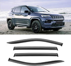 Window Visor for 2017-2025 Jeep Compass, Out-Channel Rain Guards Shields Vent Deflector Shade Wind Dark Smoke Ventshade Ventvisor for Compass 2018 2019 2020 2021 2022, Tape-On Outside-Mount, 4PCS