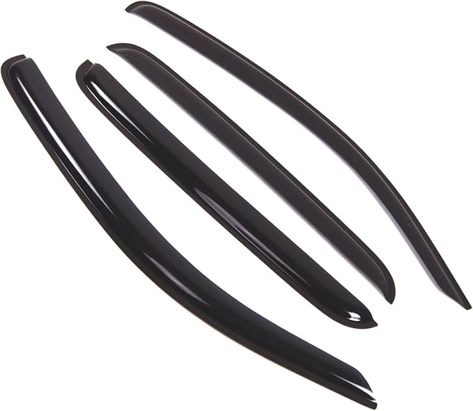WD2-451 Dark Smoke 4 Pcs Set Window Visor (Outside Mount) Deflector Rain Guard Compatible with 2005-2015 Toyota Tacoma Double Cab/Extended Cab