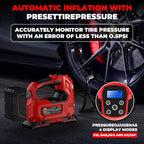 Cordless Tire Inflator Air Compressor Compatible with Milwaukee 18V Battery,160PSI Portable LED Light Handheld Pump with Digital Pressure Gauge Cars Motorcycles Bikes Balls(Battery Not Included)