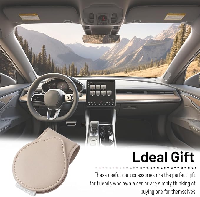 Car Visor Sunglasses Holder, Magnetic Vehicle Sun Visor Eyeglasses Hanger Ticket Card Holder Clip, Auto Interior Sunvisor Glasses Mounter Organizer, Universal for Vehicles (Beige)