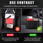 2 PCS Car Seat Side Pocket Organizer, PU Leather Cell Phone Sunglasses Storage Pocket, Mini Seat Gap Filler Pouch for Auto Seat Door Window Console, Interior Car Accessories (Black)