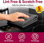 Genie Magic Cleaning Cloth 5 Pack, XXL Microfiber Magic Cloth for Stainless Steel, Glass, Mirrors, Windows, Kitchen, Bathroom, Car & Screens, Reusable Lint Free Streak Free Cleaning Towels (10 PCS)