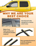 in-Channel Window Rain Guards Fit for Chevrolet (Chevy) Silverado/GMC Sierra 2007-2013 Crew Cab Extra Durable Rain Guards Truck Window Deflectors Vent Visors Vent Shades Car Accessories