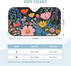 Windshield Sun Shade Wildflower Art Floral Black Car Front Window Sunshade Cover for Truck SUV Blocks UV Rays Automotive Visor Interior Protector 55 x 30 inch