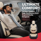 Black Beige Car Seat Covers Full Set - Faux Nappa Leather Seat Covers for Cars, Luxury Breathable Waterproof Front Seats with Lumbar Support and Back Seat Cover, Fit for Sedans SUVs Pick-ups