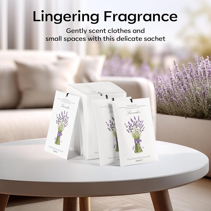 12 Pack Lavender Scented Sachets | Odor Eliminator & Air Freshener for Drawer, Closet, Car, Shoes, Gym Bag, Suitcase | Home Fragrance Gift Set