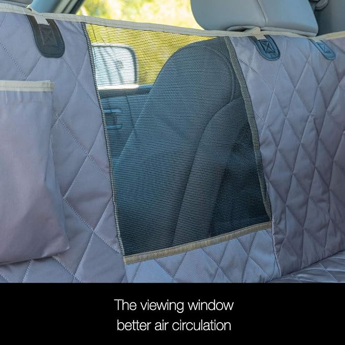 56" Wx60 L Dog Car Seat Cover for SUV & Truck, Heavy Duty 900D Waterproof Pet Hammock with Mesh Window, Odorless Scratchproof Backseat Protector for Large Dogs, Fit Model Y, F-150, RAV4 - Grey